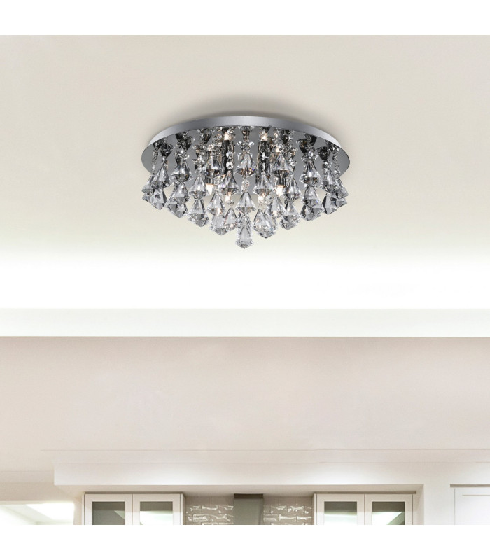 Hanna 8 Light Ceiling Semi Flush Light Chrome with Diamond Crystals G9_Room