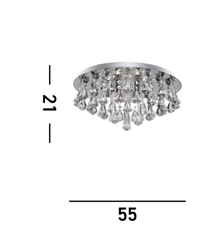 Hanna 8 Light Ceiling Semi Flush Light Chrome with Diamond Crystals G9_Line