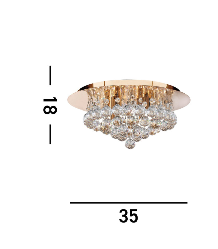 Hanna 4 Light Ceiling Semi Flush Light Gold with Crystals G9_Line
