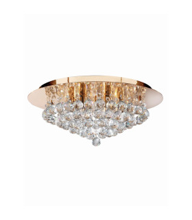 Hanna 6 Light Ceiling Semi Flush Light Gold with Crystals G9_Off