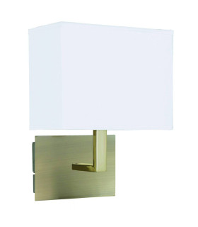 1 Light Indoor Wall Light Antique Brass with White Rectangular Shade E27_Main