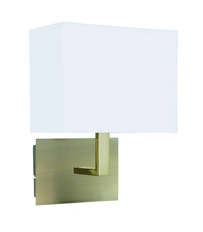 1 Light Indoor Wall Light Antique Brass with White Rectangular Shade E27_Main