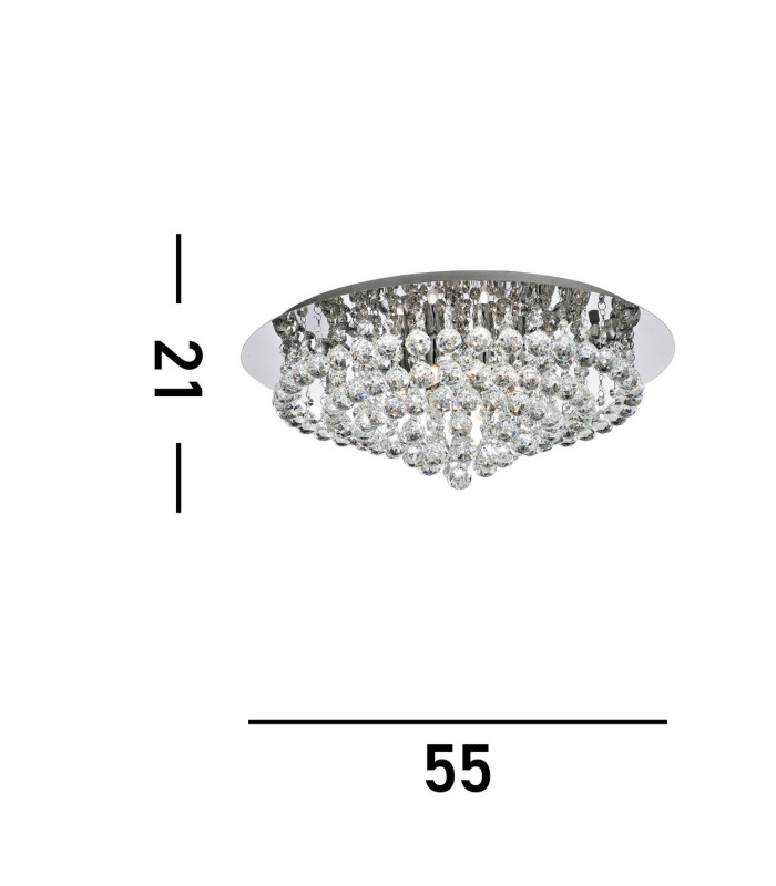 Hanna 8 Light Semi Flush Ceiling Light Chrome with Crystals G9_Line