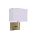 1 Light Indoor Wall Light Antique Brass with White Rectangular Shade E27_Off