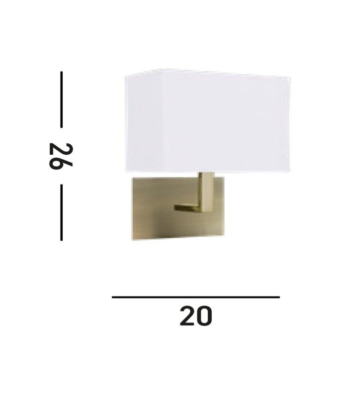 1 Light Indoor Wall Light Antique Brass with White Rectangular Shade E27_Line