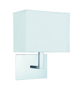 1 Light Indoor Wall Light Chrome with White Rectangular Shade E27_Main