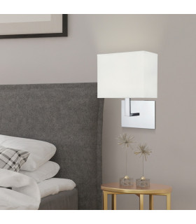 1 Light Indoor Wall Light Chrome with White Rectangular Shade E27_Room