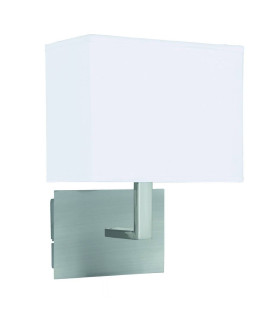 1 Light Indoor Wall Light Satin Silver with White Shade E27_Main