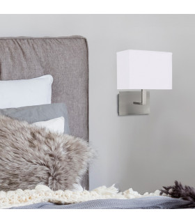 1 Light Indoor Wall Light Satin Silver with White Shade E27_Room