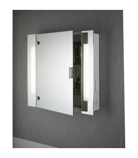 Illuminated Bathroom Mirror Cabinet with Shaver Socket IP44_Room
