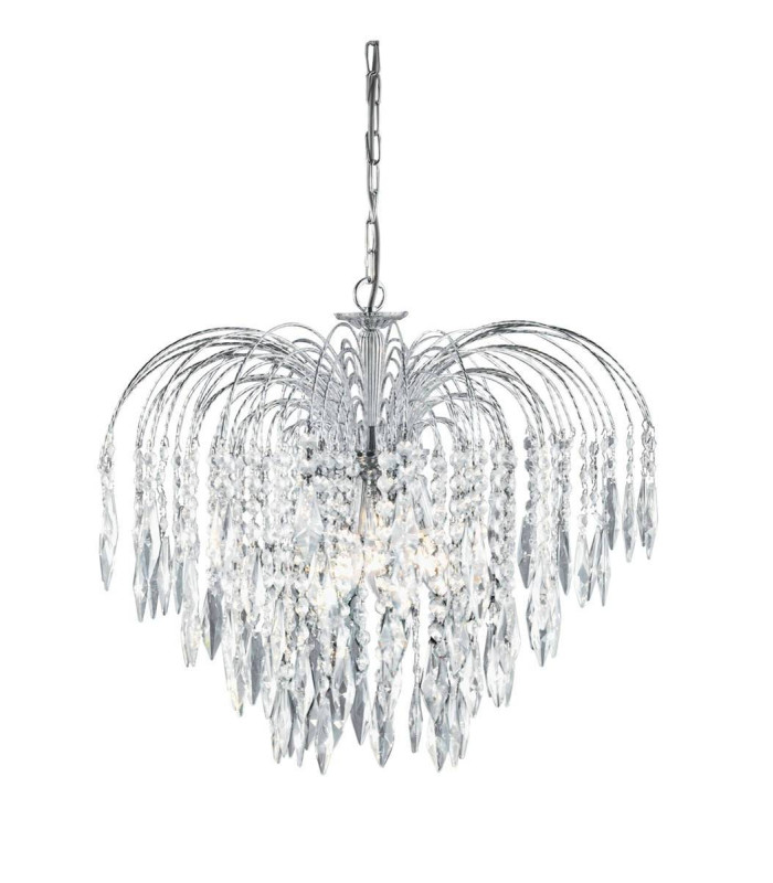 Waterfall 5 Light Crystal Chandelier Chrome Finish E14_Main