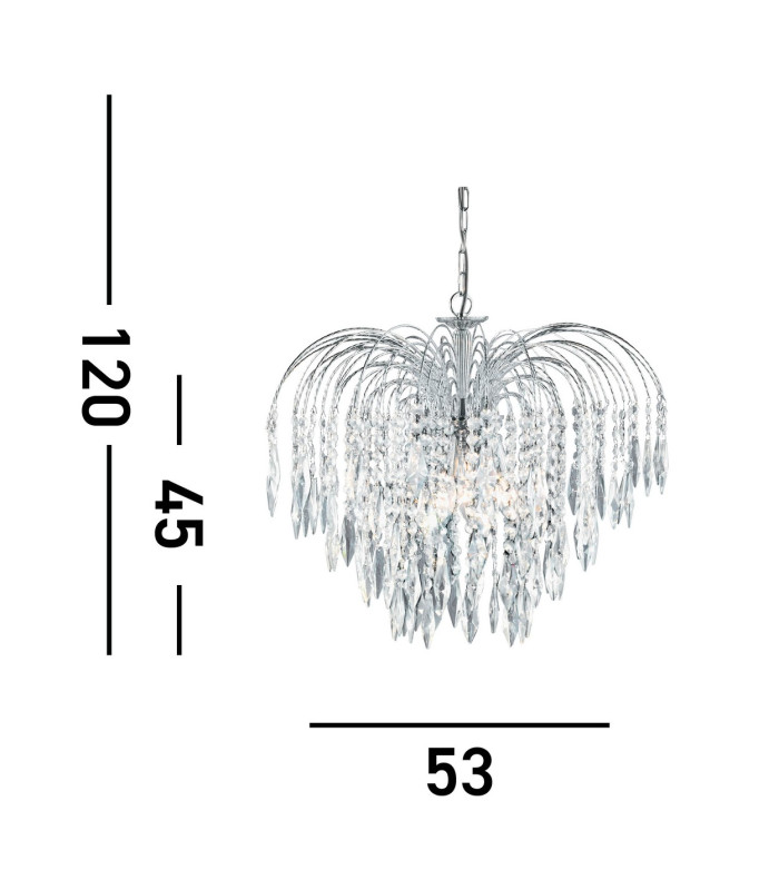 Waterfall 5 Light Crystal Chandelier Chrome Finish E14_Line