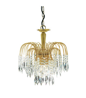 Waterfall Crystal Chandelier 3 Light Gold Finish E14_Main