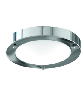 1 Light Bathroom Flush Ceiling Light Chrome Round with Domed Glass Diffuser IP44 E27_Main
