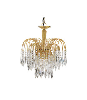 Waterfall Crystal Chandelier 3 Light Gold Finish E14_Off