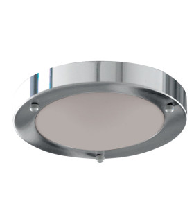 1 Light Bathroom Flush Ceiling Light Chrome Round with Domed Glass Diffuser IP44 E27_Off