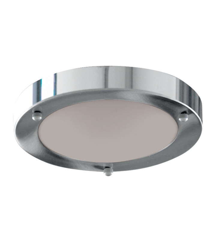 1 Light Bathroom Flush Ceiling Light Chrome Round with Domed Glass Diffuser IP44 E27_Off