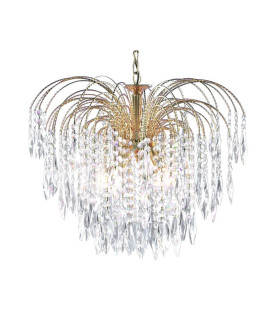 Waterfall 5 Light Ceiling Chandelier Gold with Crystals E14_Main