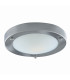1 Light Bathroom Flush Ceiling Light Satin Silver Round with Domed Glass Diffuser IP44 E27_Off