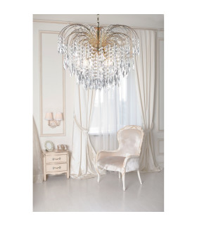Waterfall 5 Light Ceiling Chandelier Gold with Crystals E14_Room