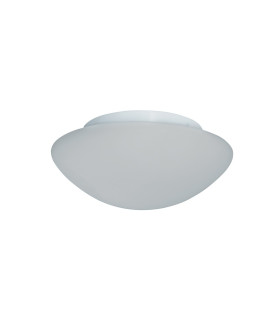 1 Light Bathroom Flush Ceiling Light Round White with Opal Glass IP44 E27_Off