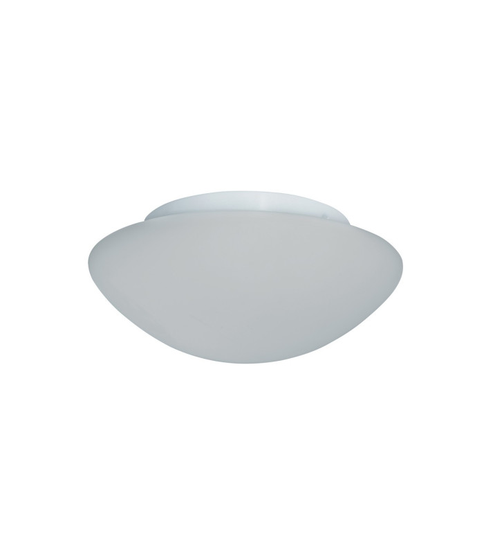 1 Light Bathroom Flush Ceiling Light Round White with Opal Glass IP44 E27_Off