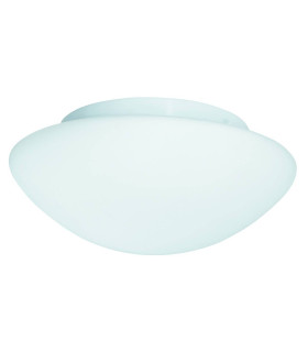 Bathroom Flush 2 Light Ceiling Round White with Opal Glass IP44 E27_Main