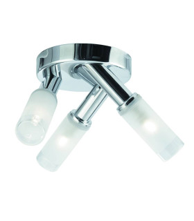 Bubbles LED 3 Light Bathroom Flush Ceiling Spotlight Chrome with Frosted Glass IP44 G9_Main