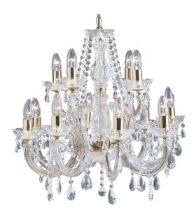 Marie Therese Crystal Chandelier 12 Light Polished Brass Finish E14_Main