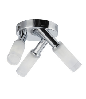 Bubbles LED 3 Light Bathroom Flush Ceiling Spotlight Chrome with Frosted Glass IP44 G9_Off