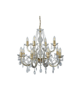Marie Therese Crystal Chandelier 12 Light Polished Brass Finish E14_Off