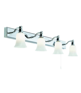 Belvue LED 4 Light Bathroom Wall Downlight Chrome with Glass Shade IP44_Main