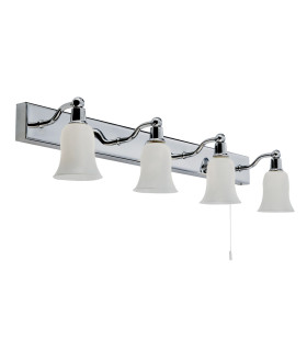 Belvue LED 4 Light Bathroom Wall Downlight Chrome with Glass Shade IP44_Off