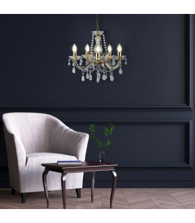 Marie Therese 5 Light Crystal Chandelier Polished Brass Finish E14_Room