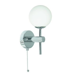 Global LED 1 Light Bathroom Wall Light Chrome with Opal Glass Shade IP44_Main