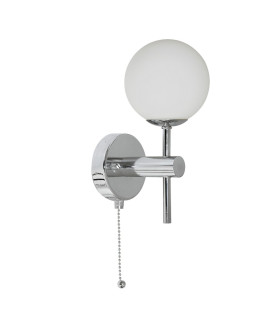 Global LED 1 Light Bathroom Wall Light Chrome with Opal Glass Shade IP44_Off