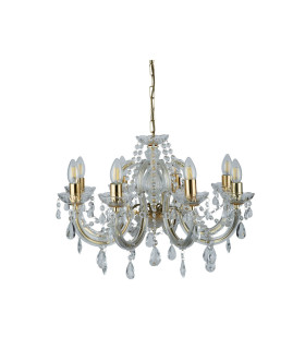 Marie Therese 8 Light Crystal Chandelier Polished Brass Finish E14_Off