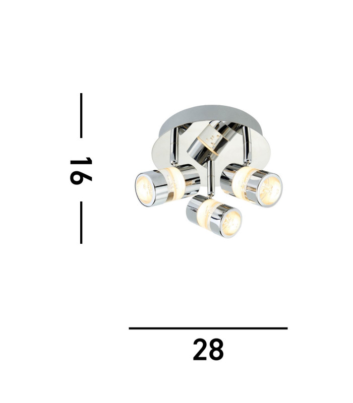Bubbles LED 3 Light Bathroom Ceiling Spotlight Chrome Bubble Effect IP44_Line