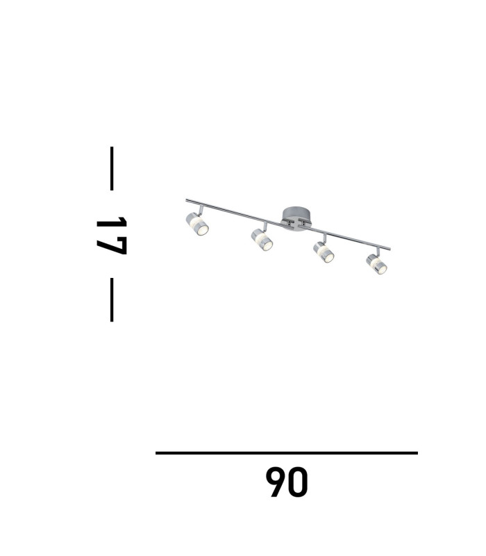 Bubbles LED 4 Light Adjustable Bathroom Ceiling Spotlight Bar Chrome Bubble Effect IP44_Line