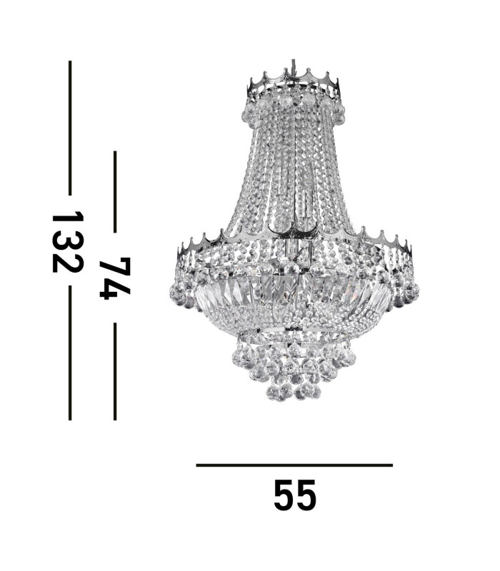 Versailles 9 Light Crystal Chandelier Chrome Finish E14_Line