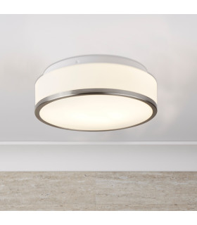 Discs Bathroom Flush 2 Light Ceiling Satin Silver IP44 E27_Room
