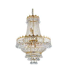 Versailles 9 Light Crystal Chandelier Gold Finish E14_Off