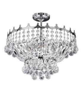 Versailles 5 Light Ceiling Semi Flush Light Chrome with Crystals E14_Main