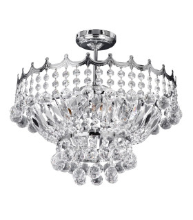 Versailles 5 Light Ceiling Semi Flush Light Chrome with Crystals E14_Off