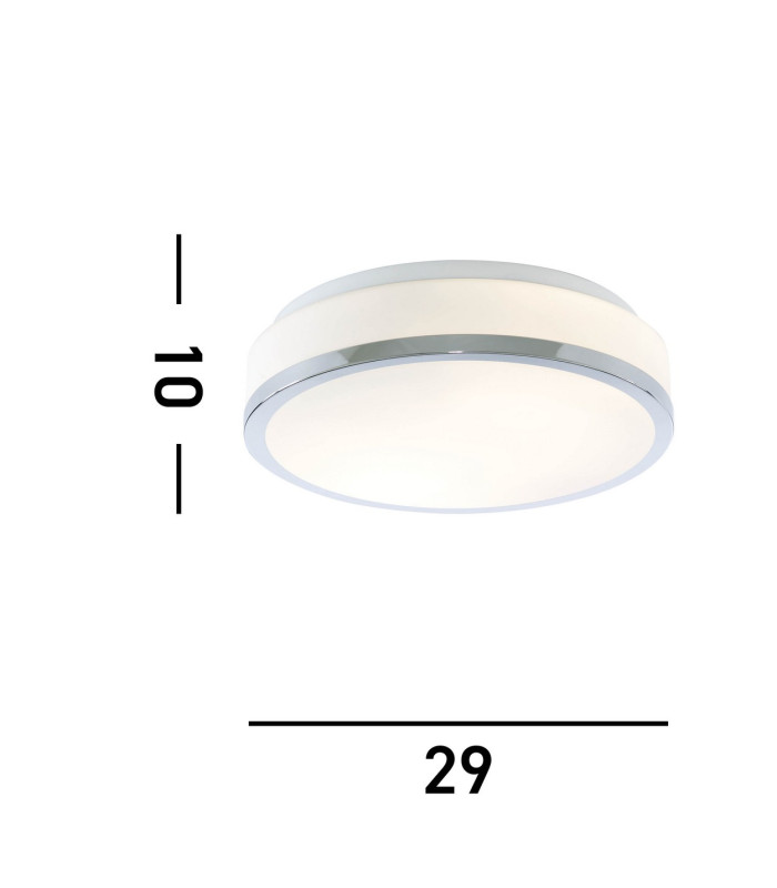 Discs Bathroom Flush 2 Light Ceiling Chrome Opal IP44 E27_Line