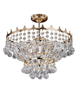 Versailles 5 Light Crystal Chandelier Gold Finish E14_Off