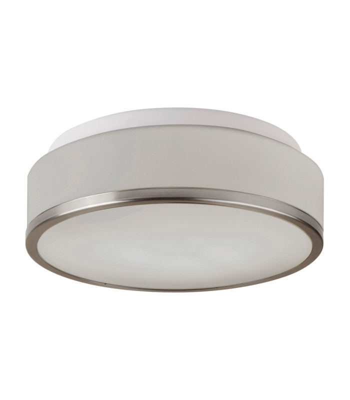 Discs Bathroom Flush 2 Light Ceiling Satin Silver Opal IP44 E27_Off