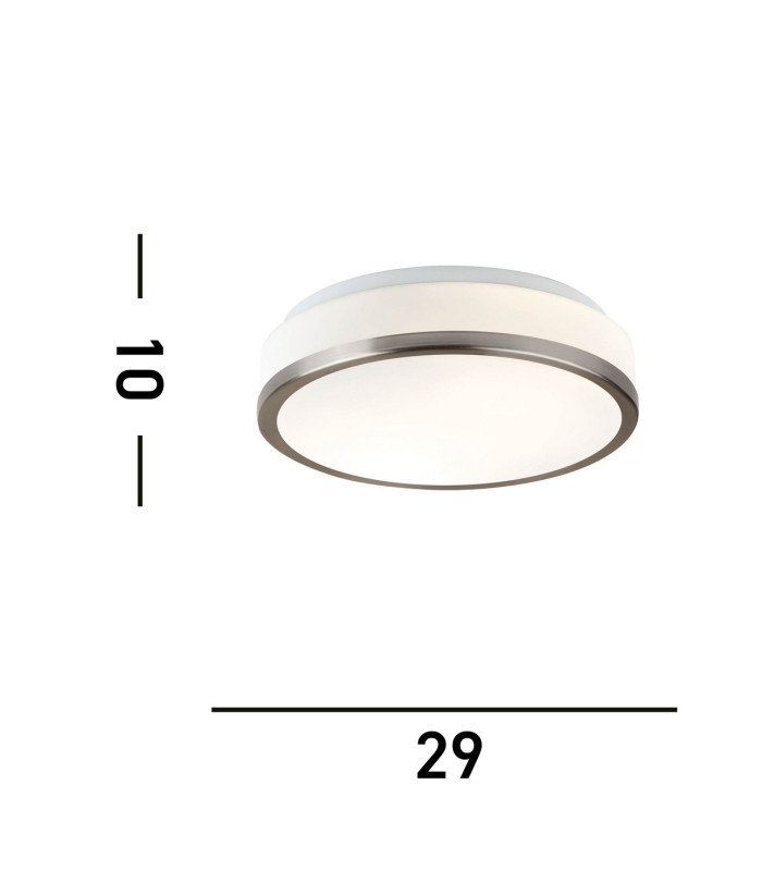 Discs Bathroom Flush 2 Light Ceiling Satin Silver Opal IP44 E27_Line