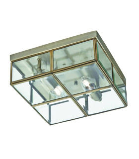 Flush Ceiling 2 Light Antique Brass E14_Main
