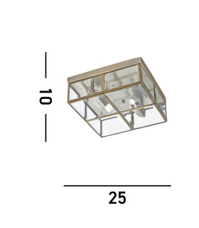 Flush Ceiling 2 Light Antique Brass E14_Line